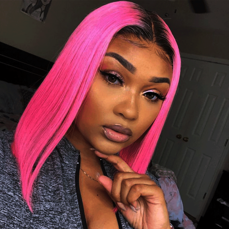 BAISI 1B Color 13X4 Lace Frontal Colored Wigs Smooth 100% Human Hair VIP100