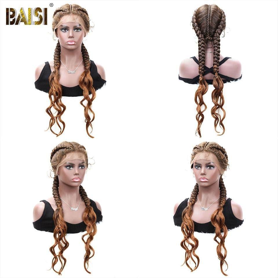 BAISI Achetez 2 perruques minimum au prix d'usine fournisseur Braided Wigs Natte Long Synthetic Tresse Naturelle (Pas Besoin de Code)