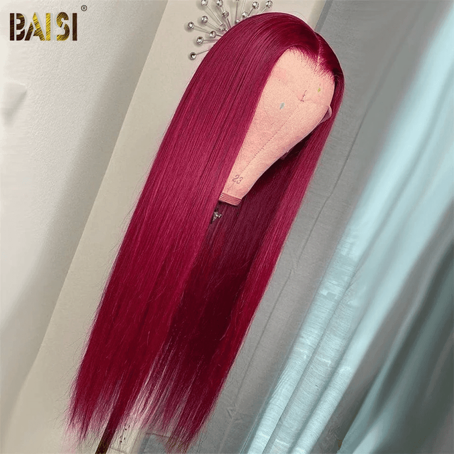 BAISI Achetez 2 perruques minimum au prix d'usine fournisseur 13x4 Lace Frontal Perruque Lisse Rouge Foncé ou 2X6 lace 99J# de luxe SDD straight 20 pouces en 100% Cheveux Humains (Pas Besoin de Code)