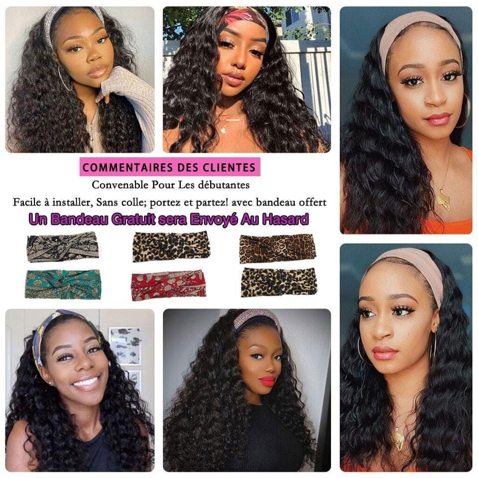BAISI Achetez 2 perruques minimum au prix d'usine fournisseur Perruque Bandeau Bouclée Natural Wave Fabriquée A La Machine (Pas Besoin de Code)