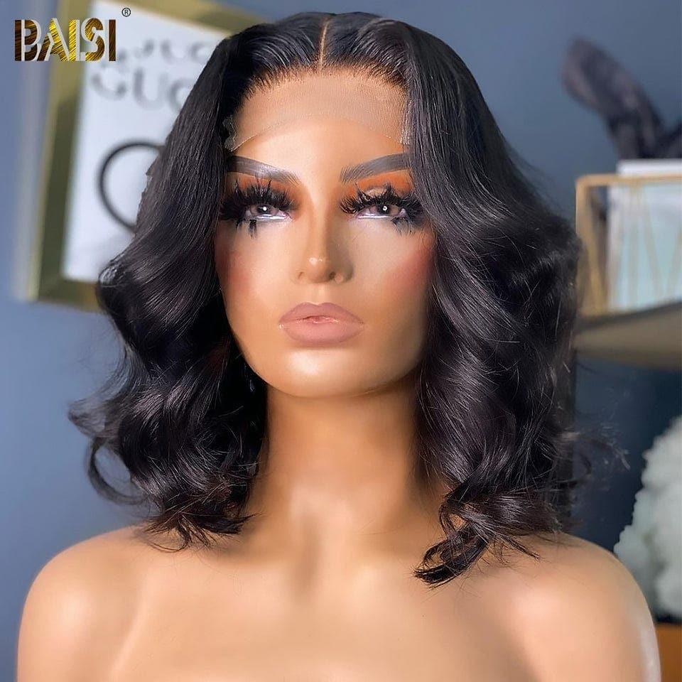 BAISI Kaufen Sie 5 Stück FACTORY PRICE 4x4 Closure Bob Wig Square Cut 100% Echthaar Körperwelle (kein Code erforderlich)