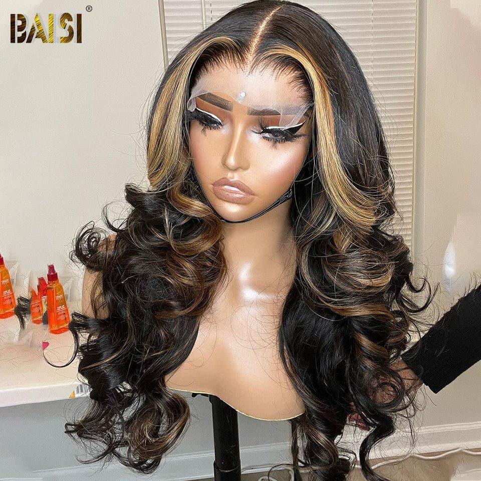 BAISI 13x4 Frontal Wig Body Wave Mixed Long In Color 1B#30 In 100% Human Hair