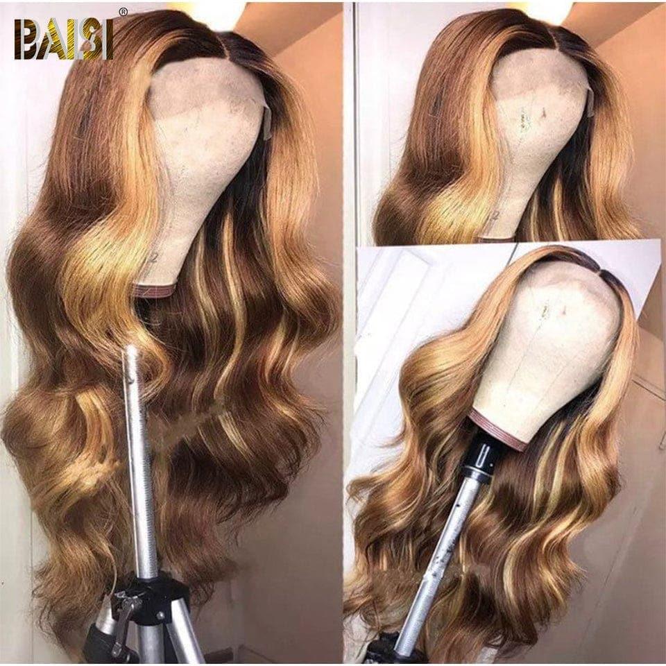 BAISI Achetez 2 perruques minimum au prix d'usine fournisseur 13x4 Lace Frontal Perruque Body Wave En Couleur Mixte #4MIX#27 Sans Colle Lace déjà couper Facile à Porter En 100% Cheveux Humains (Pas Besoins De Code)