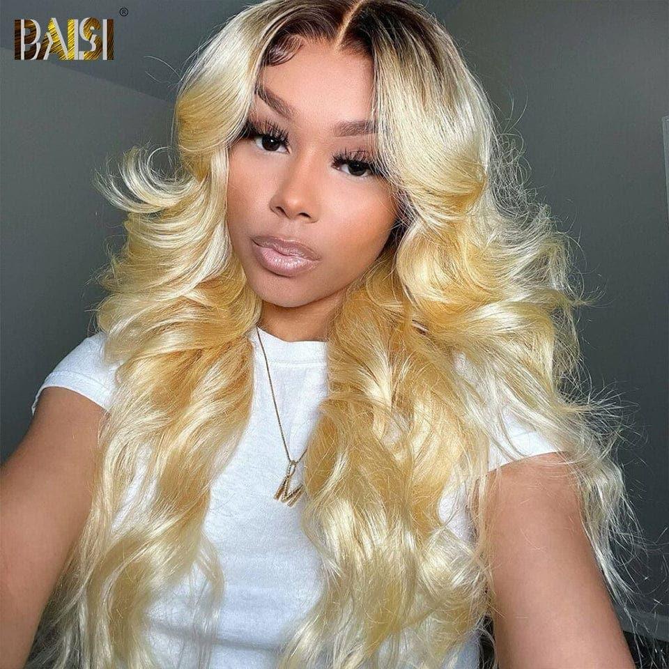 BAISI Acquista almeno 2 parrucche al prezzo di fabbrica fornitore 13X4 Frontal Parrucca Body Wave Bionda con Radici Marroni #4#613 in 100% Capelli Umani Veri (Nessun Codice Necessario)