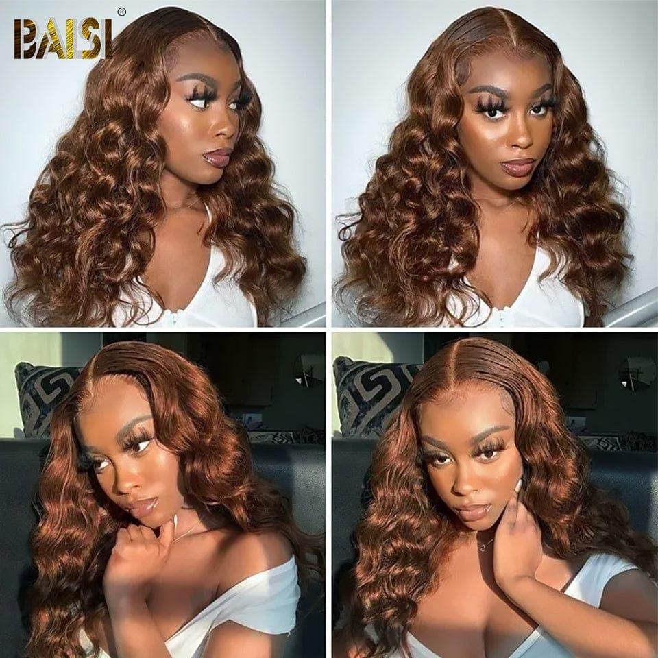 BAISI 13x4 Lace Frontal Wig Loose Wave Brown #4 in 100% Human Hair