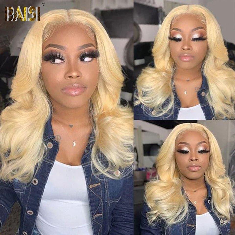 BAISI Achetez 2 perruques minimum au prix d'usine fournisseur 13X4 Frontal Perruque Body Wave En Blonde 613# En 100% Vrais Cheveux Humains (Pas Besoins De Code)