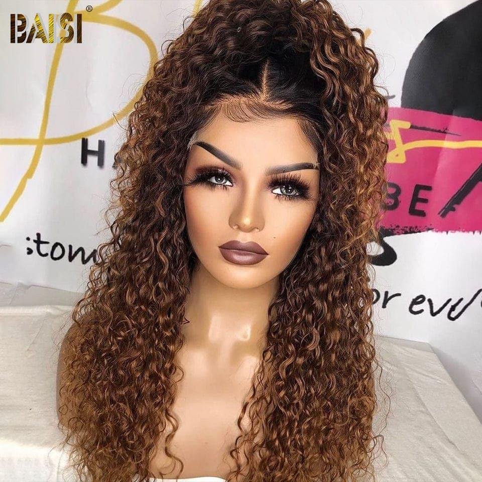 BAISI Color 1B30 # Parrucca di capelli umani ondulati a onde profonde con capelli a radici scure pre pizzicati