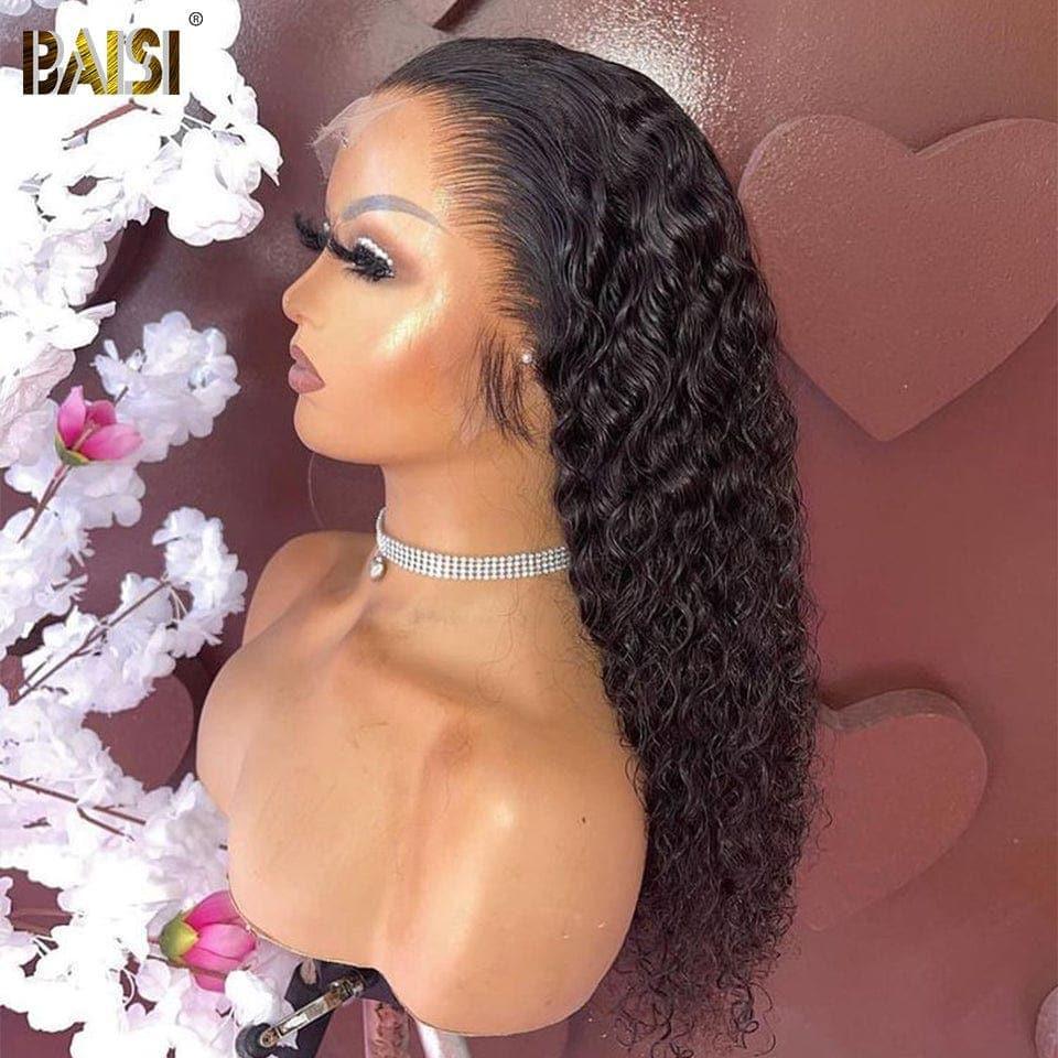 BAISI Achetez 2 perruques minimum au prix d'usine fournisseur en France TVA 0€ 48H arrivé 13x4 Lace Frontal Perruque Curly Sans Colle Lace déjà couper Facile à Porter En 100% Cheveux Humains (Pas Besoins De Code)