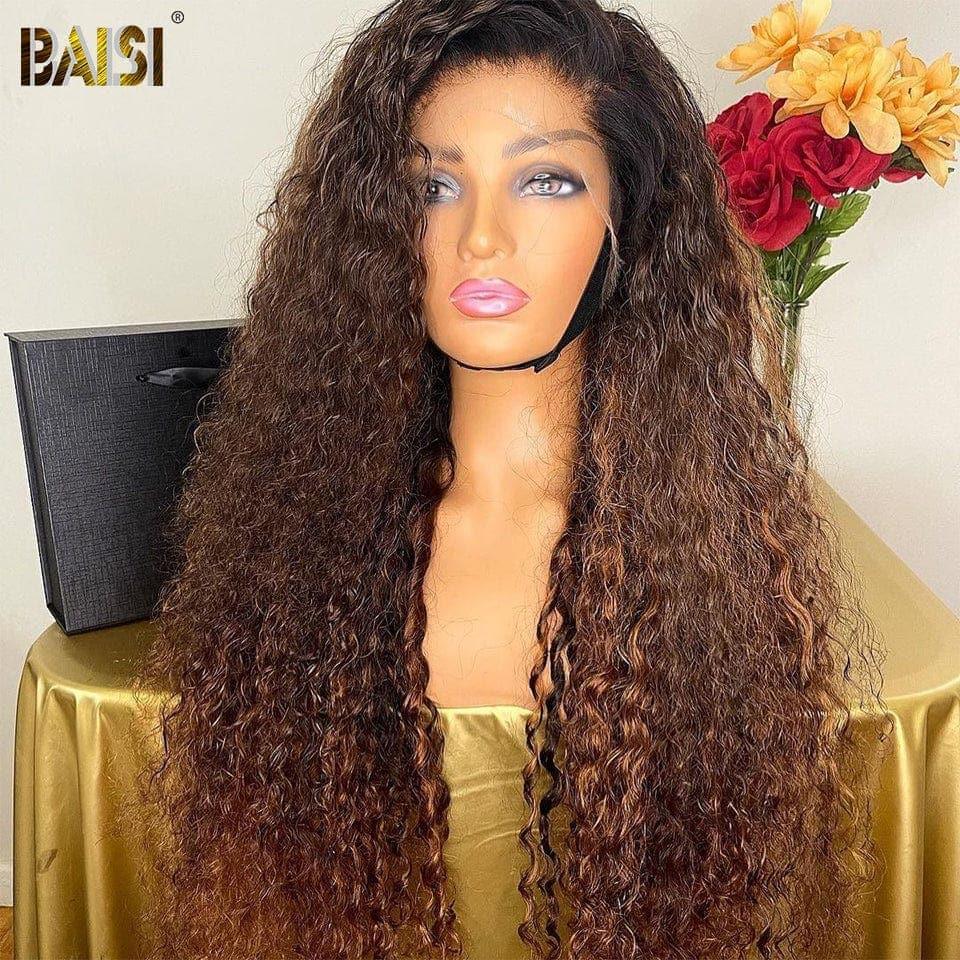 BAISI Color 1B30 # Parrucca di capelli umani ondulati a onde profonde con capelli a radici scure pre pizzicati