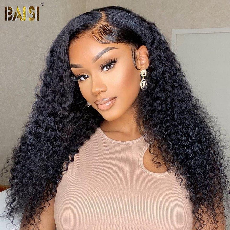 BAISI Achetez 2 perruques minimum au prix d'usine fournisseur 4x4  Perruque Deep Wave  Pré-plucked Pas Besoin de Colle en 100% Raw Hair Lace déjà couper(Pas Besoin de Code)