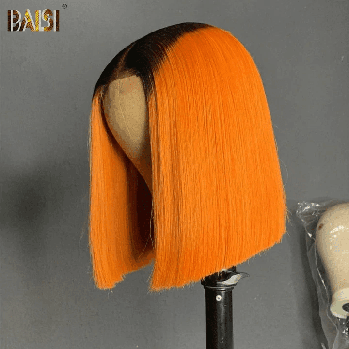 BAISI Achetez 2 perruques minimum au prix d'usine fournisseur 13X4 Perruque Carrée lisse Noir Blonde 1B#613 Pré-plucked Pas Besoin de Colle en 100% Raw Hair Lace déjà couper(Pas Besoin de Code)