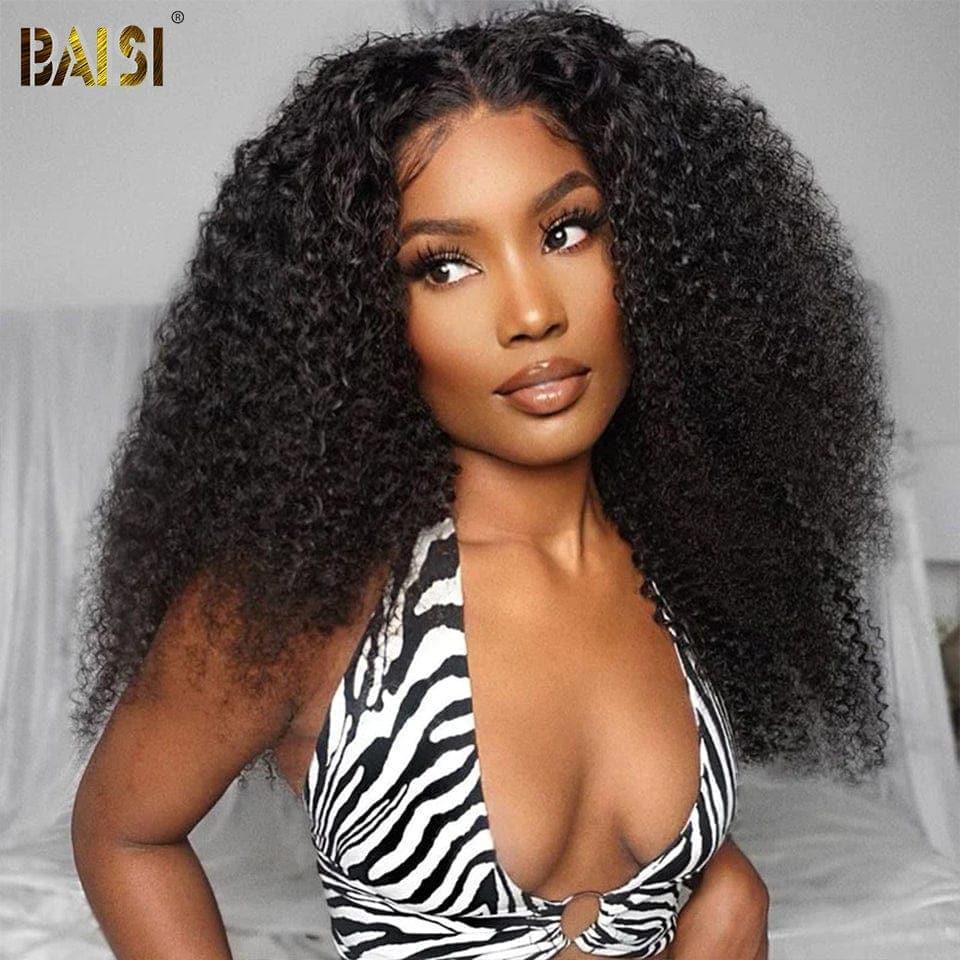 BAISI Achetez 2 perruques minimum au prix d'usine fournisseur 4x4 Closure Perruque Kinky Curly  En 100% Cheveux Humains En Cheveux Indians Brésiliens De Bonne Qualité (Pas besoins de code)