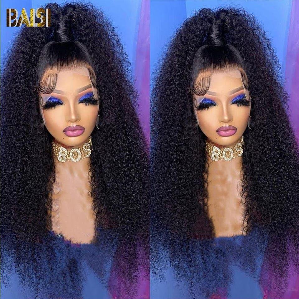 BAISI Achetez 2 perruques minimum au prix d'usine fournisseur 13x4 Lace Frontal Perruque Kinky Curly Sans Colle Lace déjà couper Facile à Porter En 100% Cheveux Humains (Pas Besoins De Code)