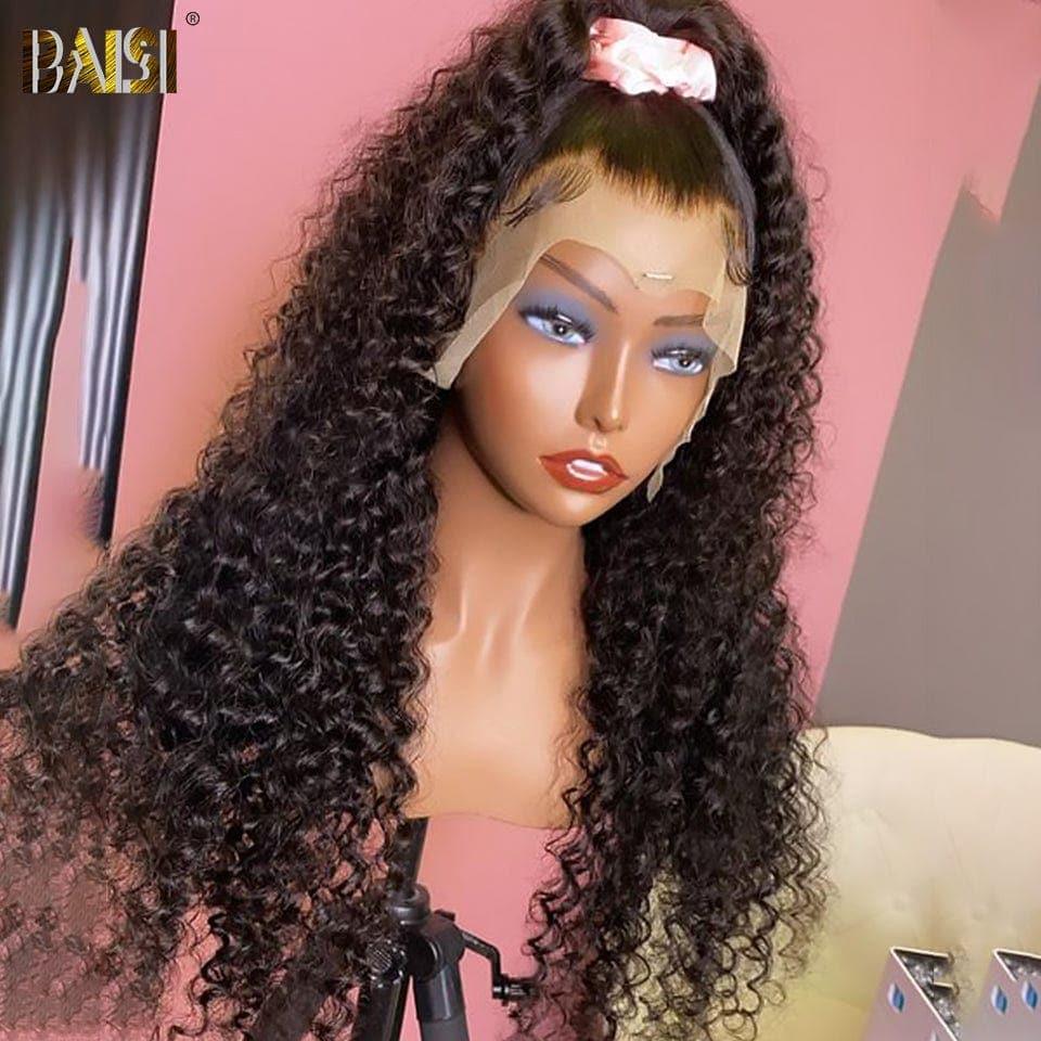 BAISI Achetez 2 perruques minimum au prix d'usine fournisseur 13x4 Lace Frontal Perruque Kinky Curly Sans Colle Lace déjà couper Facile à Porter En 100% Cheveux Humains (Pas Besoins De Code)