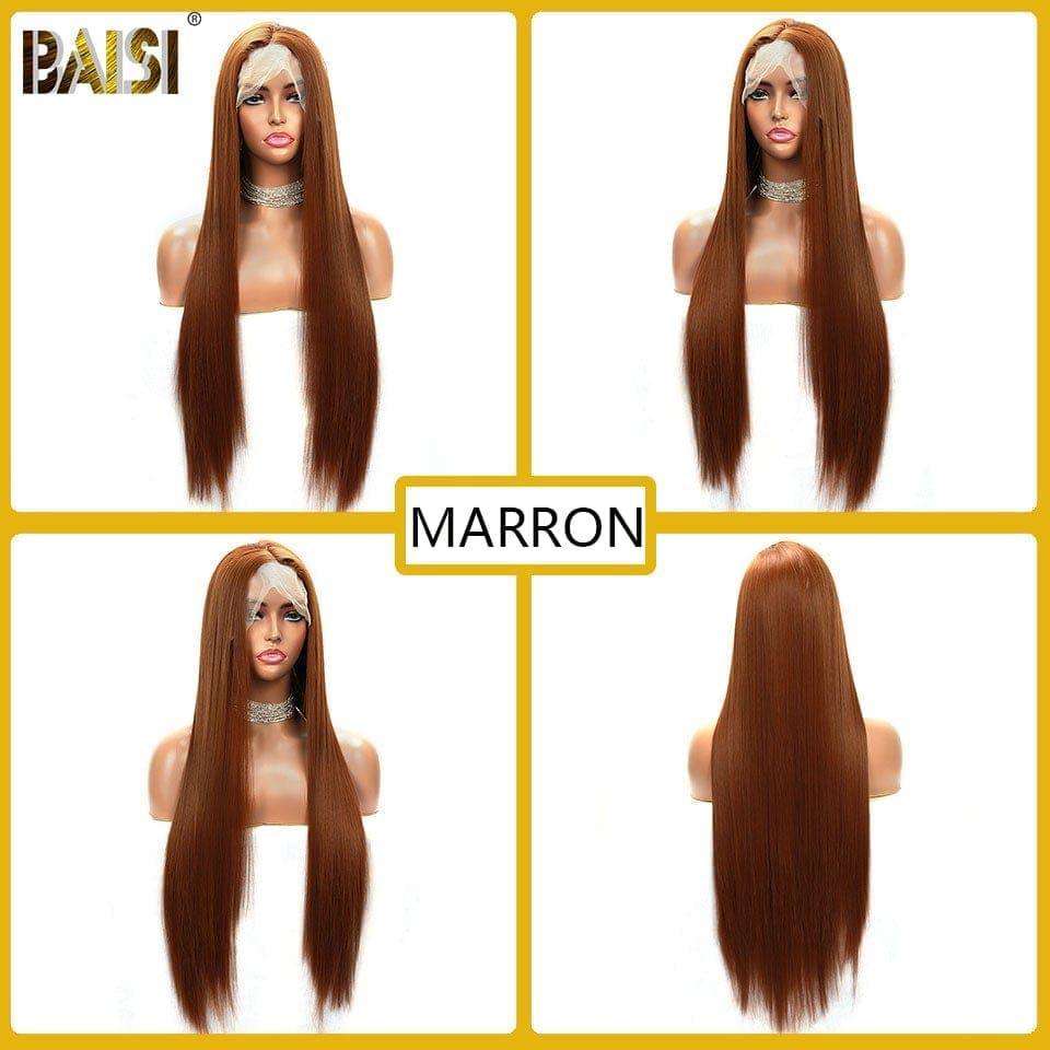 BAISI T Part Lace Long Colored Synthetic Hair Wig