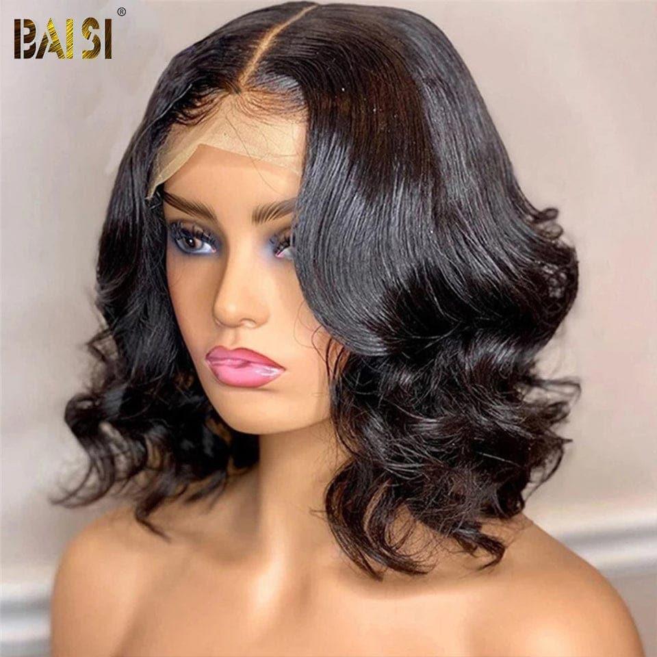 BAISI Achetez 2 perruques minimum au prix d'usine fournisseur 4x4 closure perruque bob Coupe carrée en 100% cheveux humains Natural wave ou T part afro curly wave 18 pouces 108€  (Pas Besoin de Code)
