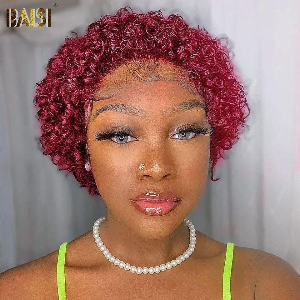 BAISI 13x1 Lace Perruque Curly En Couleur Variée en 100% Cheveux Humains en Mèche Indian Brésilien