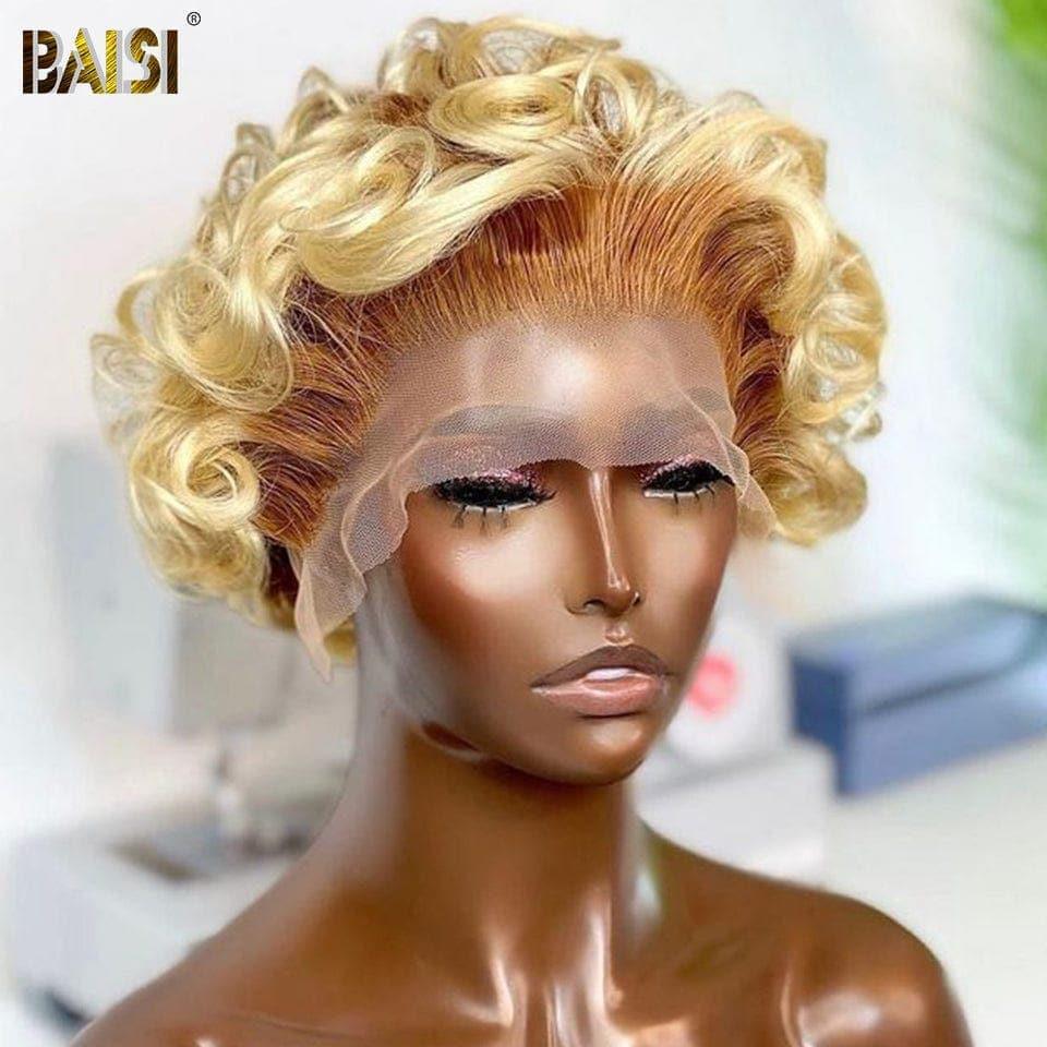 BAISI 13X4 frontal bob natural wave wig in color #4#613 in 100% real human hair