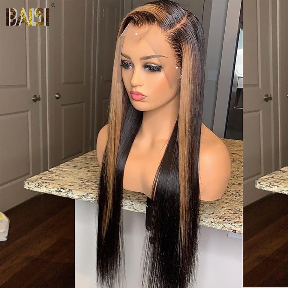 BAISI Achetez 2 perruques minimum au prix d'usine fournisseur 13x4 Lace Frontal Perruque Lisse En Couleur 1BMIX#30 En 100% Cheveux Humains (Pas Besoins De Code)