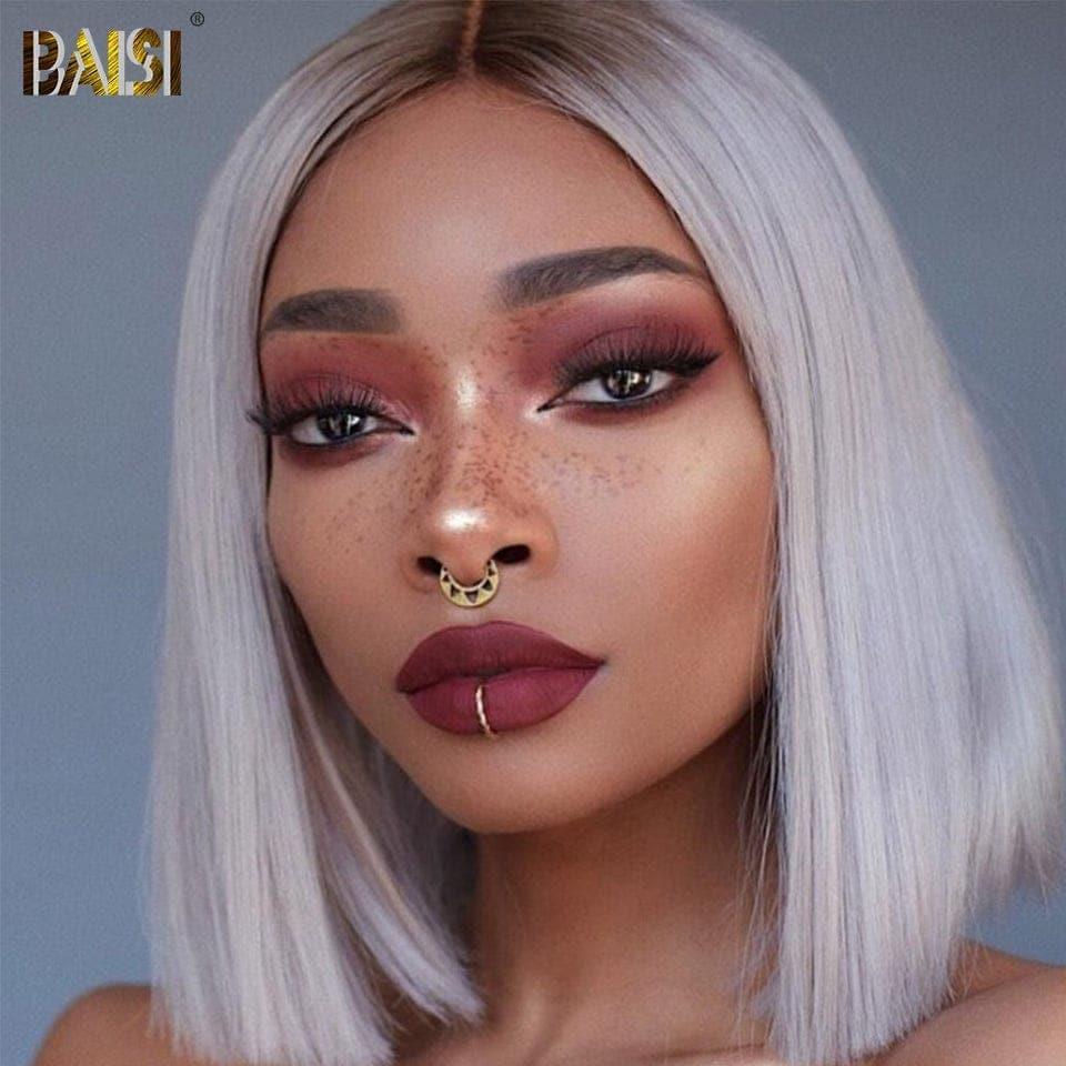 BAISI 1B#613 Peluca Bob Recta Frontal de Encaje 1B Pelucas Bob de Color Naranja