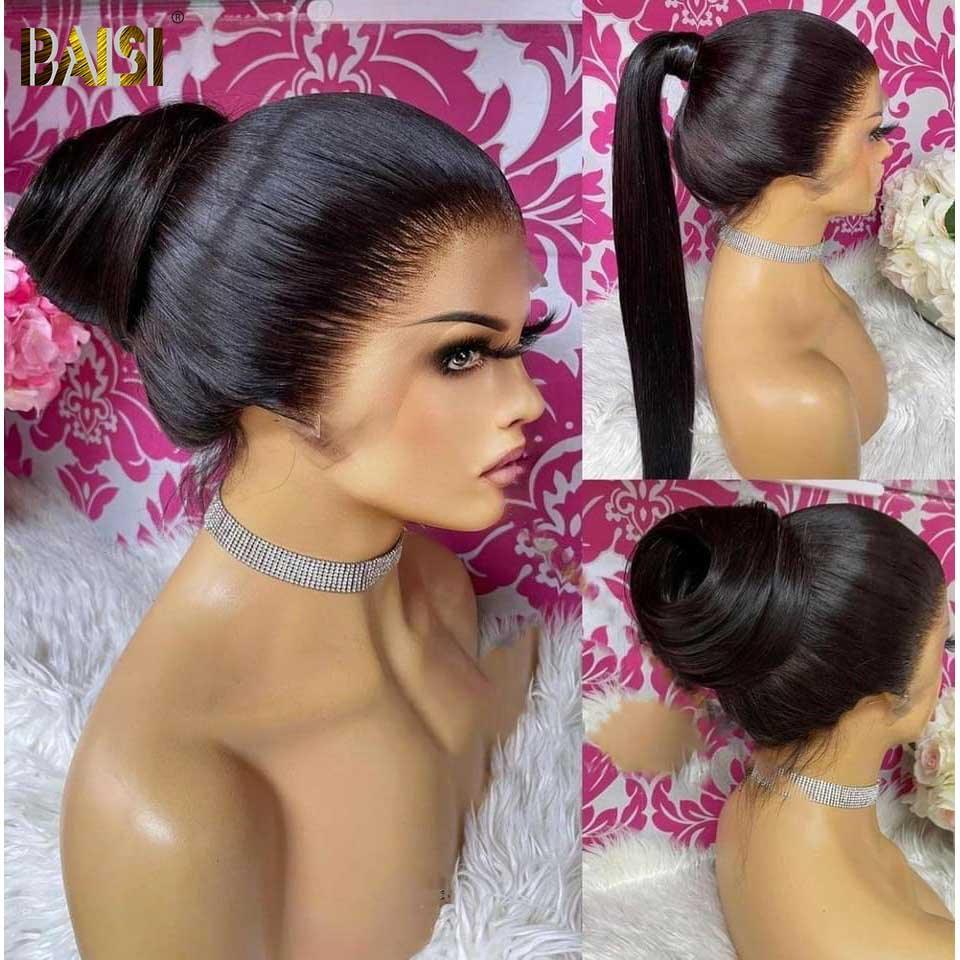 BAISI Bouclé Lisse 13x4 Densité 250% avec frontale Perruque de luxe haute de gamme plus de 10 ans d' utilisation  Full Lace Perruques