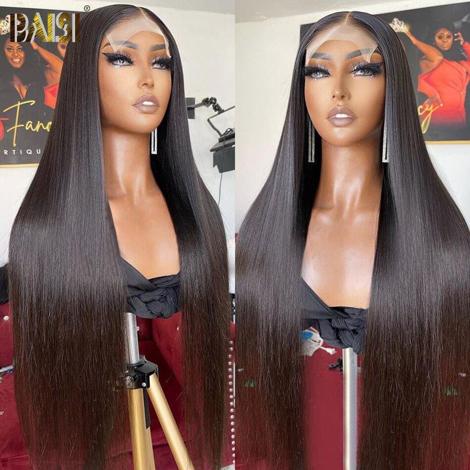 BAISI Achetez 2 perruques minimum au prix d'usine fournisseur 4x4 Closure Perruque Lisse  En 100% Cheveux Humains En Cheveux Indians Brésiliens De Bonne Qualité  (Pas besoins de code)