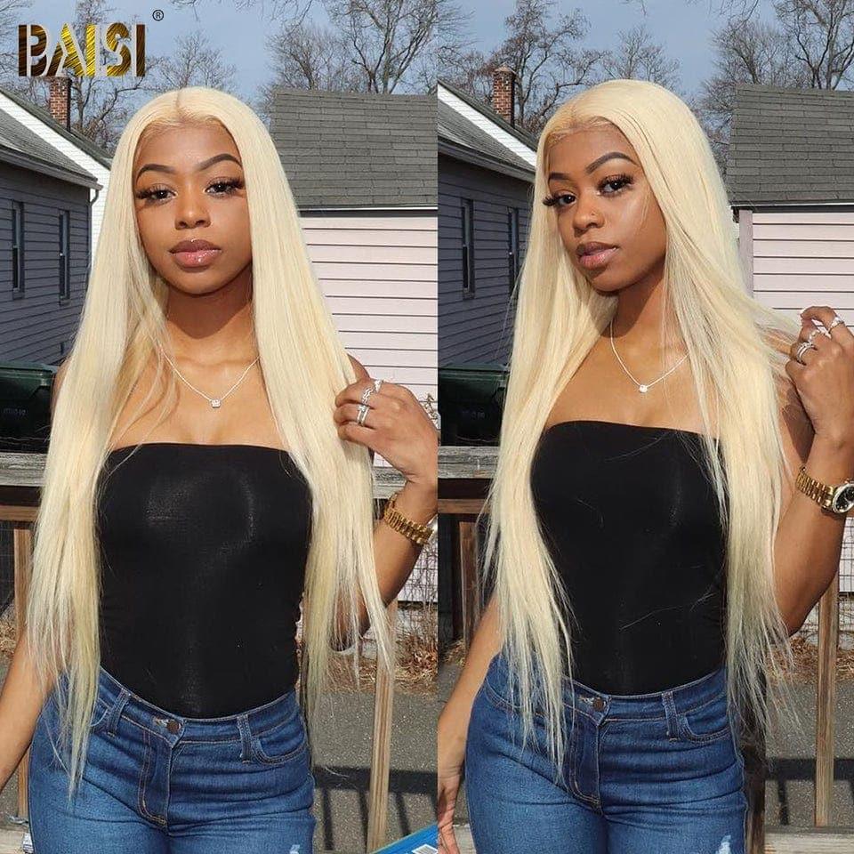 BAISI Buy at least 2 wigs at factory supplier price 13X4 Frontal Wig Straight Blonde 613# 100% Real Human Hair (No Code Needed)