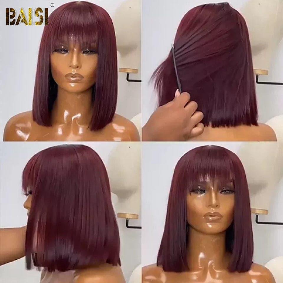 BAISI BLACK FRIDAY PROMO 69€ Vietnam Hair SDD BONE STRAIGHT TVA 0€ 48H arrivé Coupe Chinoise Perruque Bob Lisse Avec Frange noir naturel et bordeau