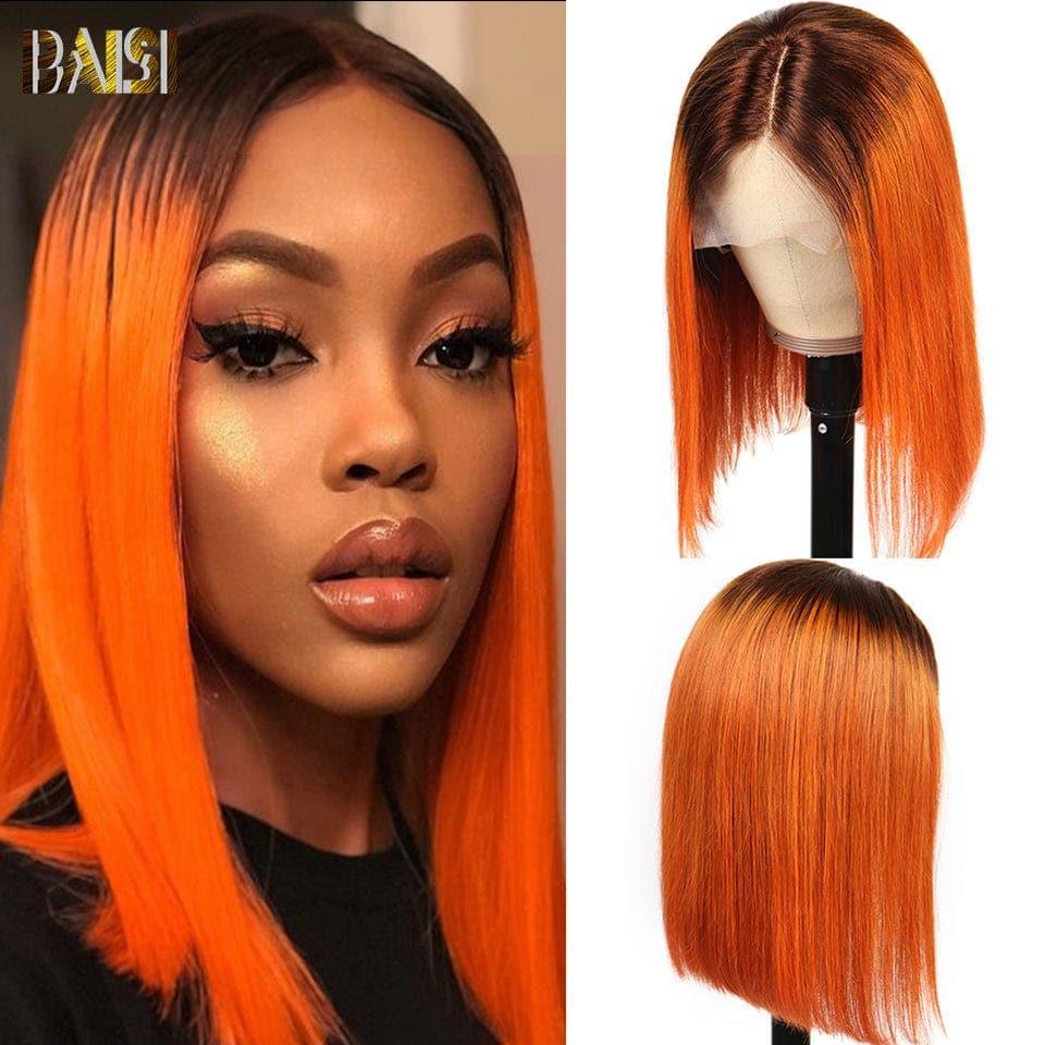 BAISI Lace Frontal Perruque Bob Carrée lisse en Couleur ou Boucles 66€ en 100% Cheveux Humain