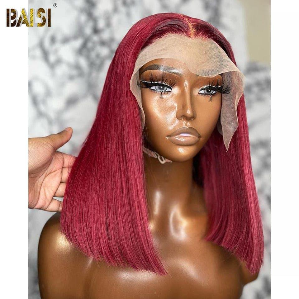 BAISI 99J Bob Wig Straight Bordeaux Red B