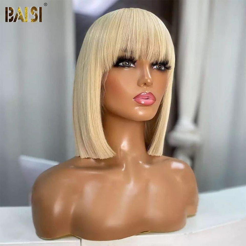 BAISI COUPE CHINOISE SANS LACE PERRUQUE BOB LISSE AVEC FRANGE en couleur blonde 613