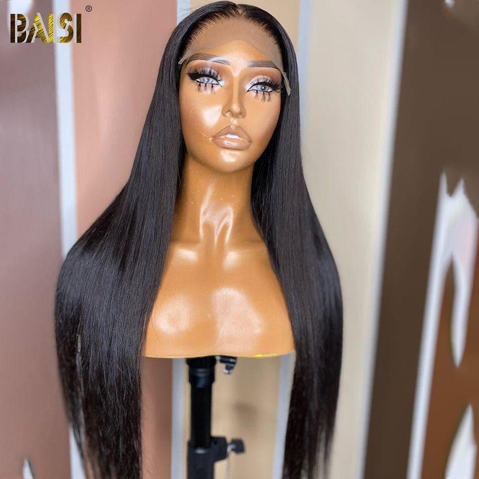 BAISI 2 wigs promo Straight 13X4 lace 4#27# and 4X4 lace 99J# ASHLEY CURLY BROWN CUT WIG SET PLUS CLOSURE NATURAL COLOR STRAIGHT WIG