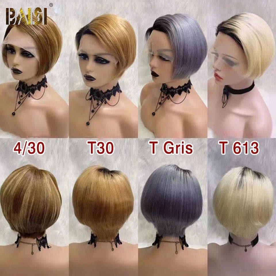 BAISI Achetez 2 perruques minimum au prix d'usine fournisseur Perruque Pixie En Couleur Variée en 100% Cheveux Humains en Mèche Indian Brésilien (Pas Besoin de Code)