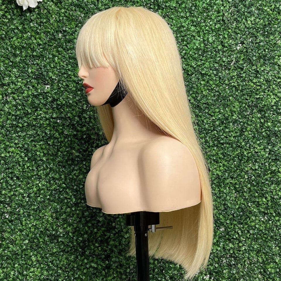 BAISI  perruques  13X4 Frontal Perruque Lisse avec frange En Blonde 613# ou NOIR 1B# En 100% Vrais Cheveux Humains