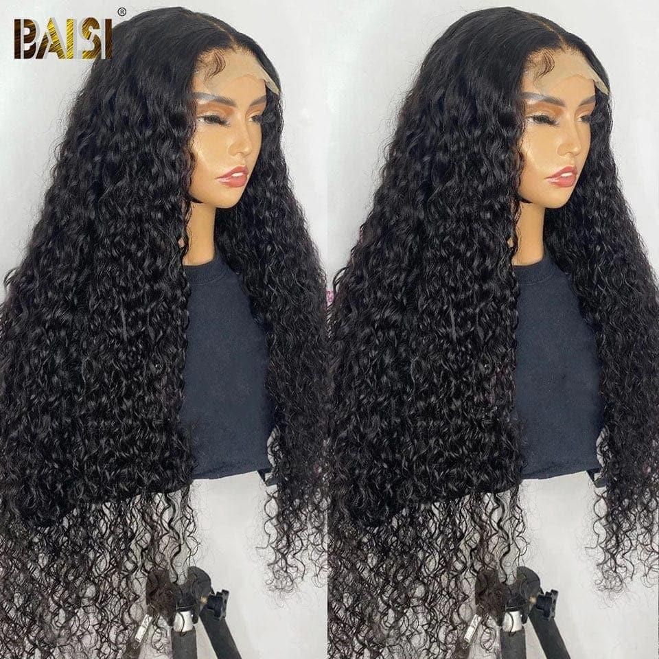 BAISI 4X4 Verschlussperücke zu lang Wasserwelle aus 100% Echthaar