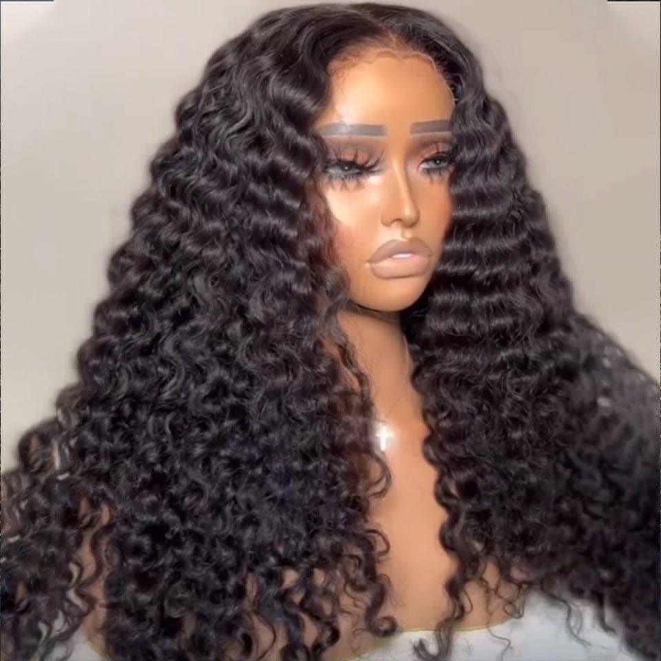 BAISI Achetez 2 perruques minimum au prix d'usine fournisseur 4x4  perruque Curly Pré-plucked Pas Besoin de Colle en 100% Raw Hair Lace déjà couper(Pas Besoin de Code)