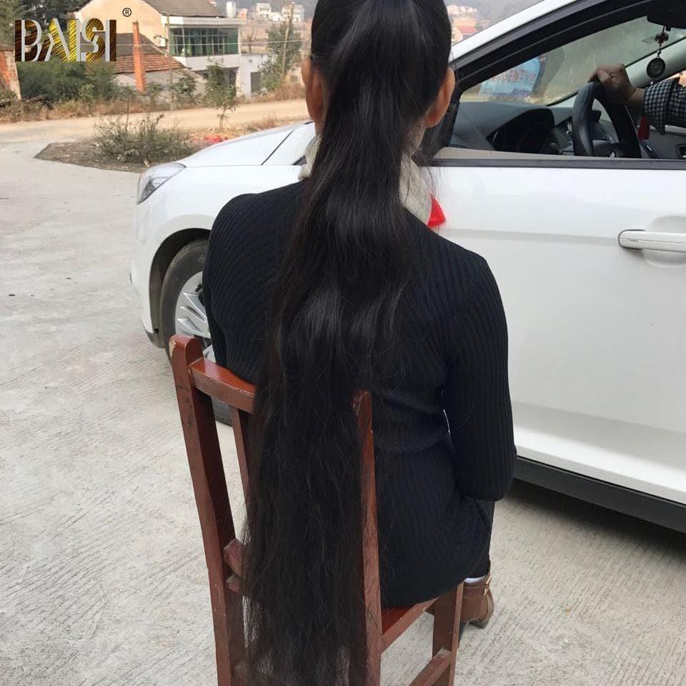BAISI Sexy langes Haar aus 100 % Echthaar mit natürlichen Wellen