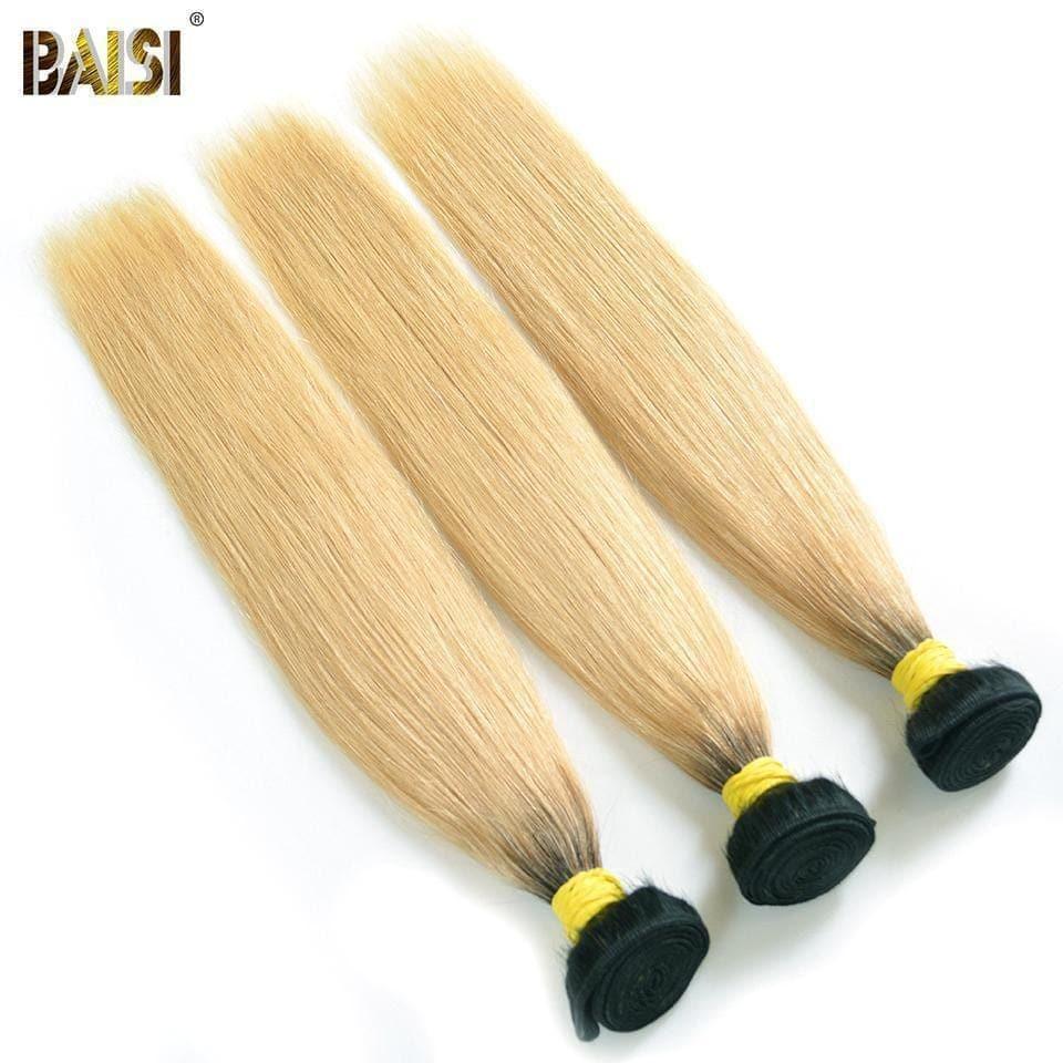 BAISI 10A 100% Cheveux Humains 1B/613# Eurasiens Lisses Blondes Mèche En Lot Avec Closure
