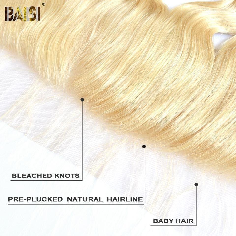 BAISI 8A 100% Human Hair Blonde #613 Body Wave Lace Frontal 13x4