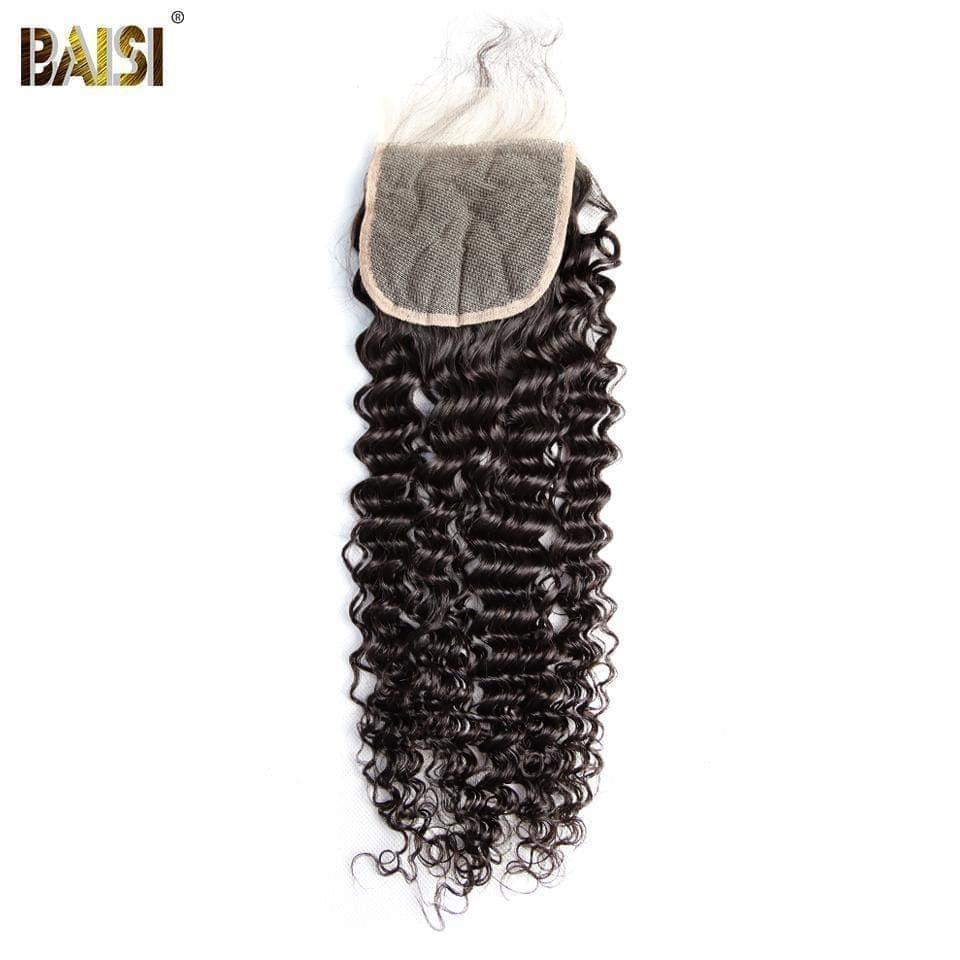 BAISI 10A Lace Closure 4x4/ 5x5 100% Virgin Hair Kinky Curly , Silk Base Closure 4x4