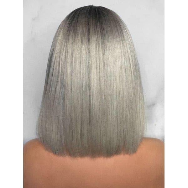 BAISI Collection Poivre et Sel Bob Perruque Lisse Straight 1B/Gris Avec Racine Preplucked