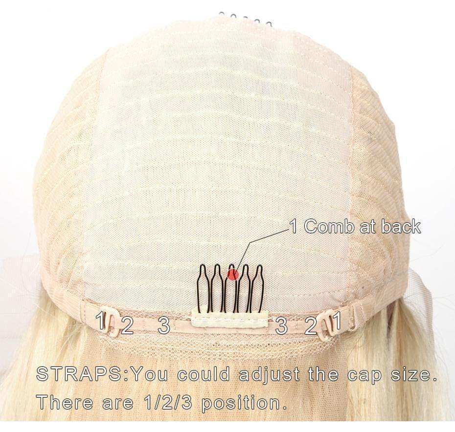 BAISI Renda Frontal e Fechamento de Renda Peruca #613 Loira Suave Reta Bob Colorido