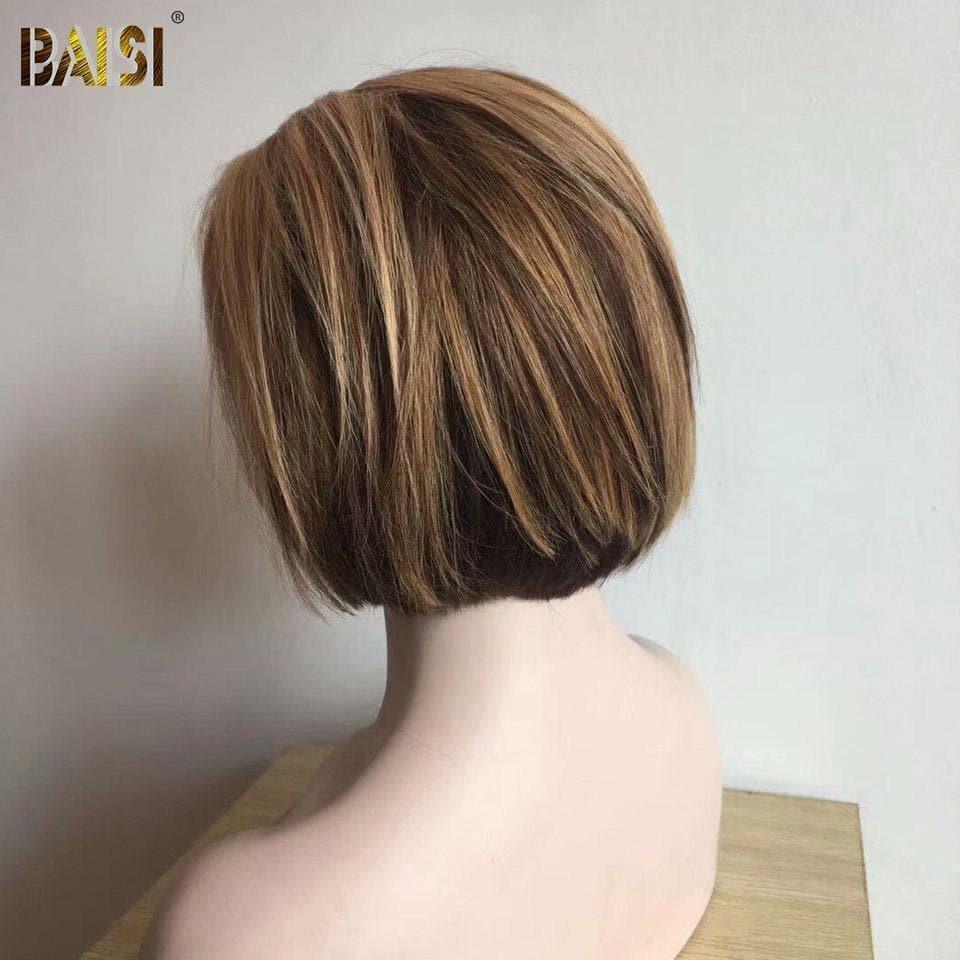BAISI 13X4 pizzo 4#27# Bob Parrucca Dritta Liscia Capelli Umani