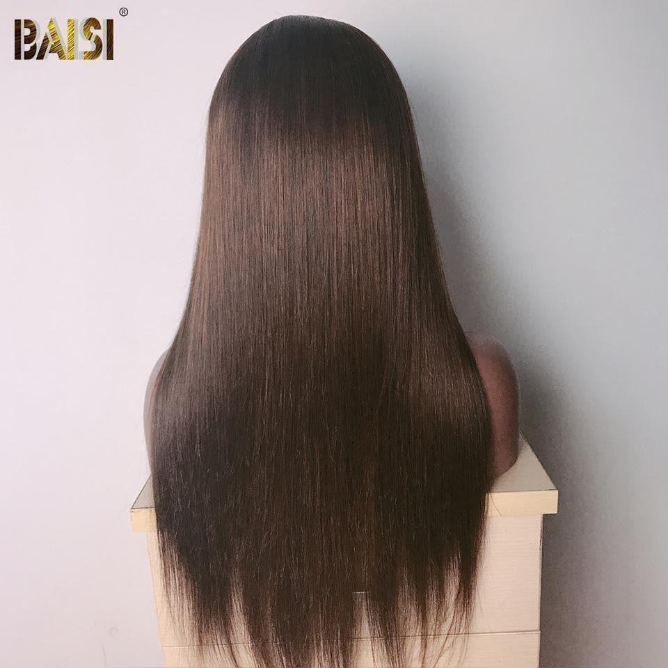 BAISI Parrucca 13x4 Lace Front Personalizzata Colore 4# Liscia Deep wave Riccia Body Wave Di Alta Qualità, Spedizione Gratuita
