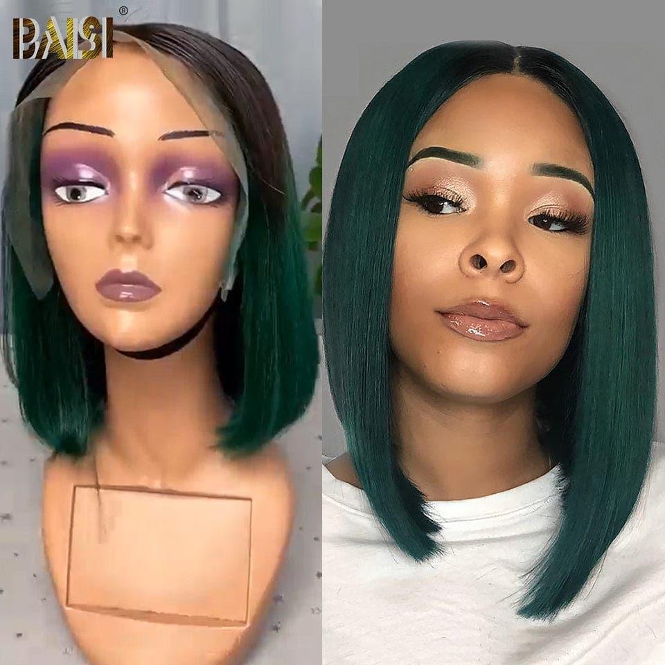 BAISI 13x4 lace frontal 10 Pollice Marrone 79€ o Parrucca liscia 1B Verde In 100% Capelli Umani