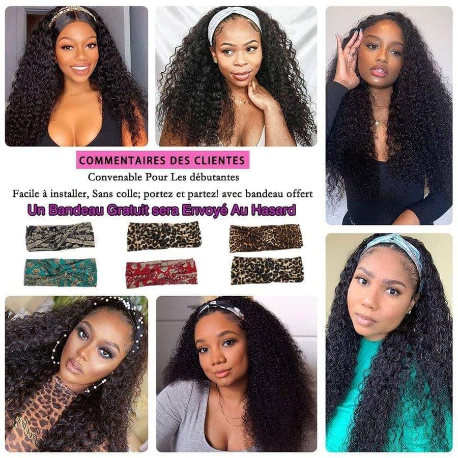 BAISI Achetez 2 perruques minimum au prix d'usine fournisseur Perruque Bandeau Curly Fabriquée A La Machine (Pas Besoin de Code)