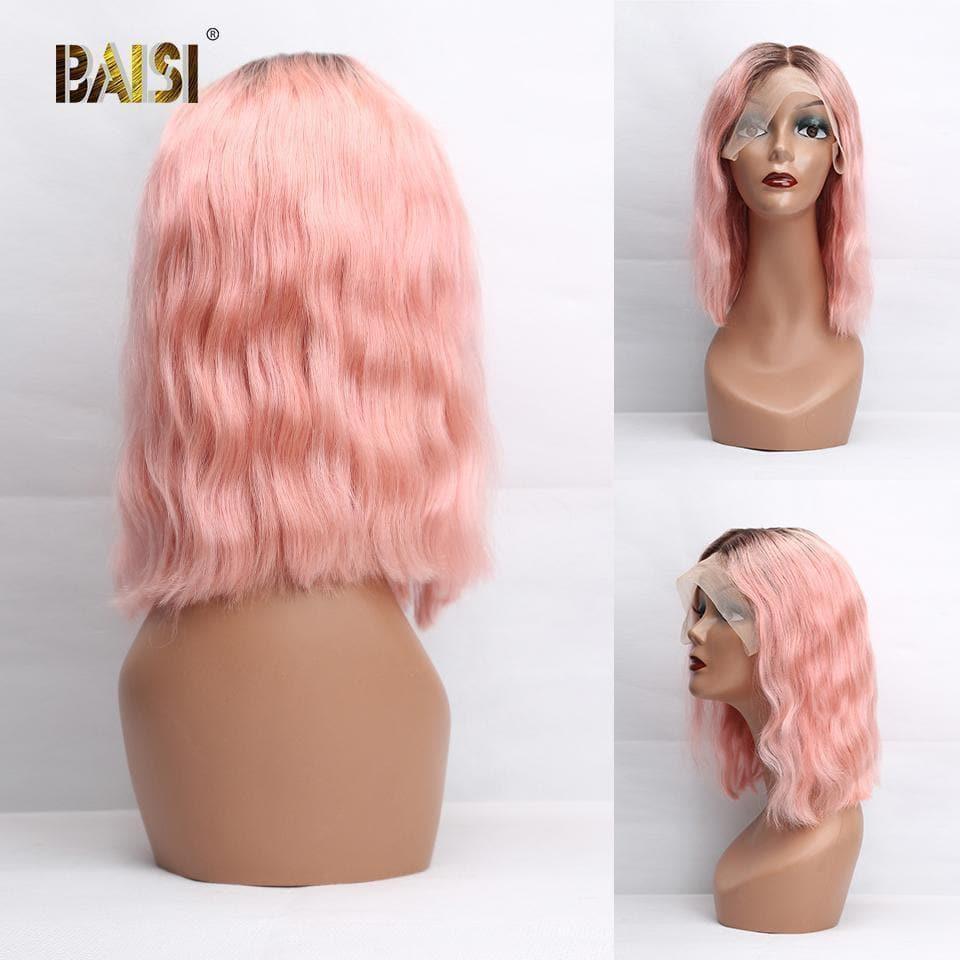 Peruca personalizada frontal de renda com raiz de cabelo escuro 1B cabelo humano multicolorido Bob Wig