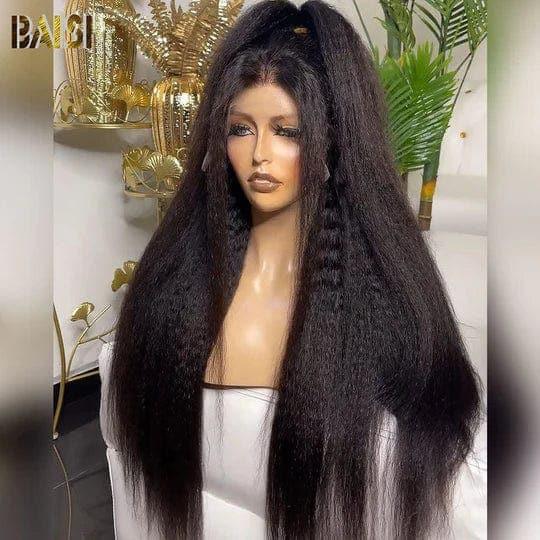 BAISI Buy at least 2 wigs at factory supplier price HAIR FR 13x6 Lace Frontal Wig kinky straight 100% Raw Hair (no code needed)