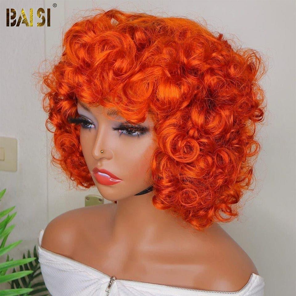 BAISI Achetez 2 perruques minimum au prix d'usine fournisseur Perruque Bouclée Egg Wave en couleur Miel ou Orange en 100% Cheveux Humains (Pas Besoin de Code)