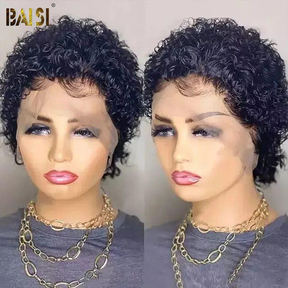 BAISI 13x1 Lace Perruque Curly En Couleur Variée en 100% Cheveux Humains en Mèche Indian Brésilien